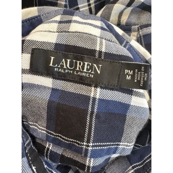 Lauren Ralph Lauren Shirt Womens Medium Petite Blue Plaid Flannel Button Camping - Picture 7 of 16